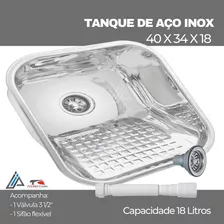 Tanque Inox Pequeno 40x34x18cm 18litros Com Válvula E Sifão