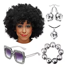 Set 5 Accesorios Discoteca Aos 70 Halloween Peluca Afro Pen