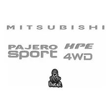 Emblema Adesivo Mitsubishi Resinado Pajero Sport Hpe 4wd 009 Cor Prata Resinado