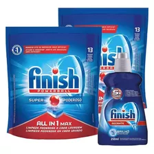 Kit Finish Lava Louça 2 Detergentes Powerball + 1 Secante