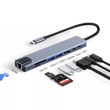 8 Em 1 Hub 3.1 Usb 4k Hdmi Leitor Tipo C Macbook Pro Ar 