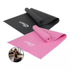 Kit 2 Tapetes Tatame Esteira De Yoga Musculação Preto Rosa