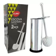 Escova Sanitária Clink Para Limpeza De Vaso De Banheiro Aço Inox