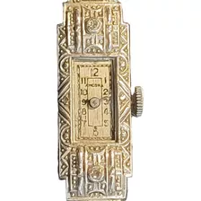 Reloj Art Deco Con 2 Diamantitos Neoplatino Sin Funcionar