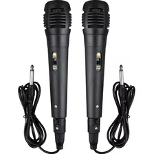 Kit Com 2x Microfone Com Fio Profissional Dinâmico Karaoke