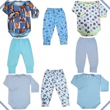 Kit 8 Pcs Body Longo E Mijão De Bebê Menino E Menina