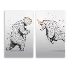 Quadro Decorativo O Touro E O Urso Bolsa De Valores 