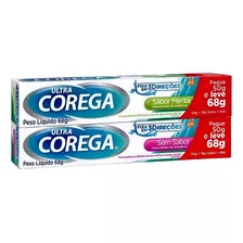 Ultra Corega Kit Creme Fixador Sabor Menta Y Sem Sabor 68g