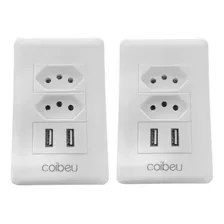 Tomada Dupla De Parede Usb Duo Carregador Universal Coibeu