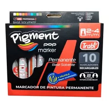 Marcadores Trabi Pigment Pop En Estuche X10 Colores Microcen