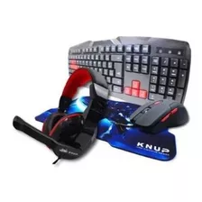 Kit Gamer Knup Teclado Mouse 3200dpi Headset Mouse Pad