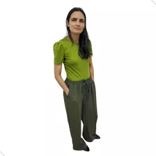 Calça Feminina Pantalona Cintura Alta Cós Largo Moda Nota F