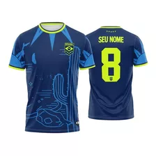 Camisa Seleção Brasileira Azul Personalizada Com Seu Nome
