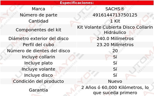 Kit De Embrague Sachs Cruze L4 1.4l 2017-2019 Calidad Eo Foto 2