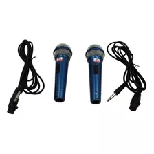 2 Microfones Jiaxi C/ Fio Profissional Dinamico Azul Wg-2008