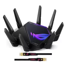 Asus Rog Gamer Gt-axe16000 Quad-band Wifi 6e 10gb Vpn + Cabo Cor Preto 110v/240v