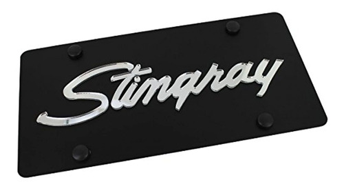 Foto de Chevrolet Corvette Stingray License Plate On Black Steel