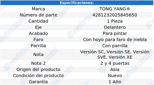 Fascia Delantera Nissan Frontier 2001-2004 C/hoyo C/parr Rxc Foto 2