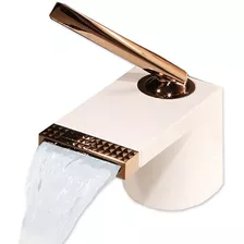 Griferia Mezclador Blanco Y Dorado Monocomando Para Baño