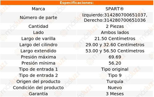 2- Amortiguadores Cofre Mercedes-benz C240 2001/2005 Spart Foto 2