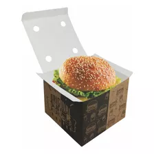 100 Caixa Box Delivery Hamburguer Gourmet Alta Al-g16 F Cor Preto/kraft