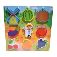 Puzzle En Madera Granja Frutas 20x20cm 9 Piezas Dreamsport