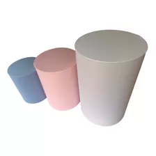 Trio Capas Tecido Para Mesa Cilindro Azul Branco Rosa Bebe