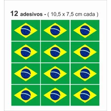 Adesivo Bandeira Brasil Kit 12 Unidades 10,5cm Carro Moto