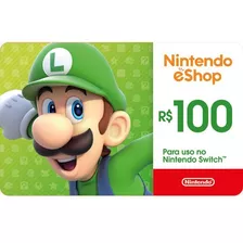 Cartão Pré-pago Nintendo Switch Eshop Brasil R$ 100 Reais