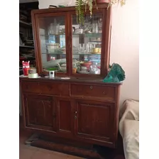 Mueble Trinchante Cristalero. Roble. Antiguo 