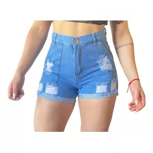 Short Jean Rigido Con Bolsillos Mujer 