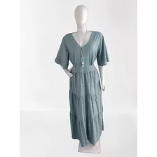 Vestido Longo Plus Size Forrado Em Viscolinho.