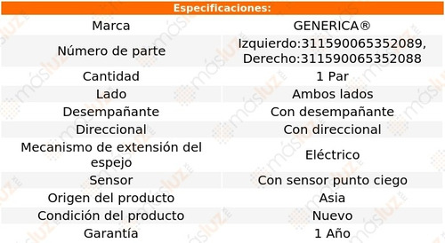 2- Espejos Elect C/desemp Elantra 2017/2018 Genrica Foto 2