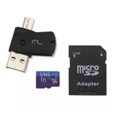 Micro Sd Multilaser Mc162 16gb Clase 10 + Adap Usb 2.0 Dual