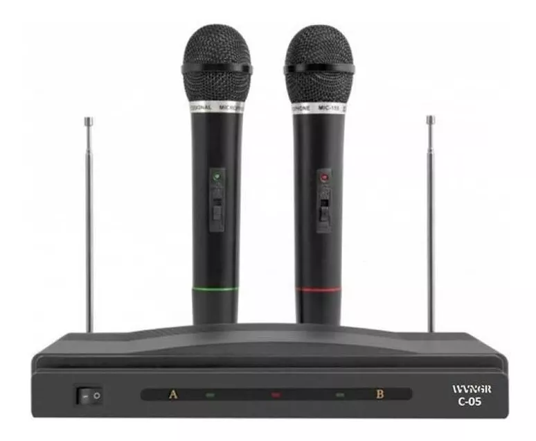 Kit Doble 2 Microfonos Inalambricos Y Receptor Audio Karaoke