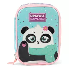 Estojo Escolar Feminino Urso Panda 100 Pens Up4you 40124 Cor Verde