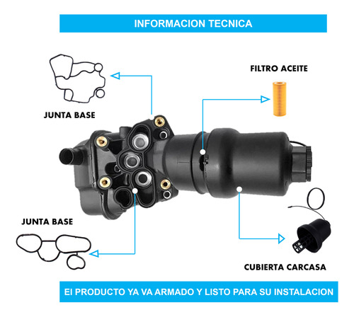 Base Enfriador Filtro Aceite Audi A4 Quattro 2.0l 2005 Foto 2