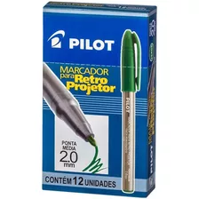 12 Caneta Marcador Retro Projetor Pilot Verde Ponta 2.0mm