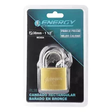 Candado Rectangular De Bronce 38mm Energy - Pl38 Color Dorado