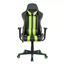Cadeira Gamer Em Couro Pu Reclinável Pel-3013 Preta/verde