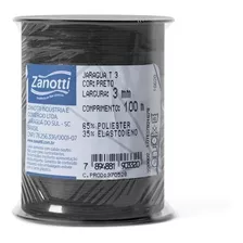 Elastico Chato Preto 3mm Rolo 100 Metros Confecção Em Geral