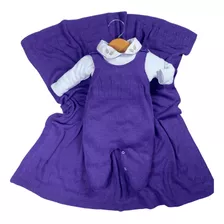 Saida Maternidade Menina Bebe Tricot Jardineira Lilas