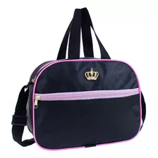 Bolsa Maternidade Pequena Versátil Mamãe Bebê Cor Preto Com Rosa