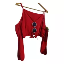 Blusa Roja Hombros Descubiertos Mujer 