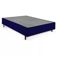 Base Para Cama Box Casal Guldi (39x138x188) Azul E Cinza