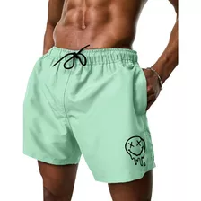 Short Tactel Moda Praia Masculino Emoji Estampado Bermuda