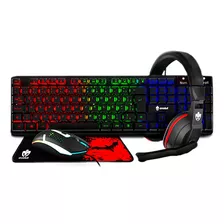 Kit Gamer Evolut 4x1 Eg-54 Teclado Abnt2 Led Rainbow + Mouse