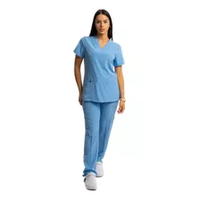 Conjunto Médico Enfermero Dama Uniforme Elastizado Celeste