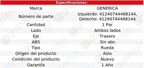 (2) Mazas Rueda Tra S/abs Generica Nissan Sentra 01 Al 06 Foto 2