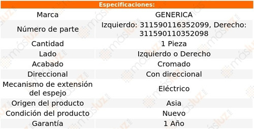 Espejo Izq O Der Elect Crom C/direcc Montero 09/14 Foto 2